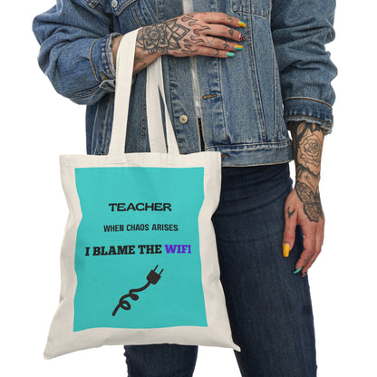 WiFi Blamed Teacher Tote Bag - Eco-Friendly Gift for Teachers & Classroom, Cute Accessory - Estrella & The Stars