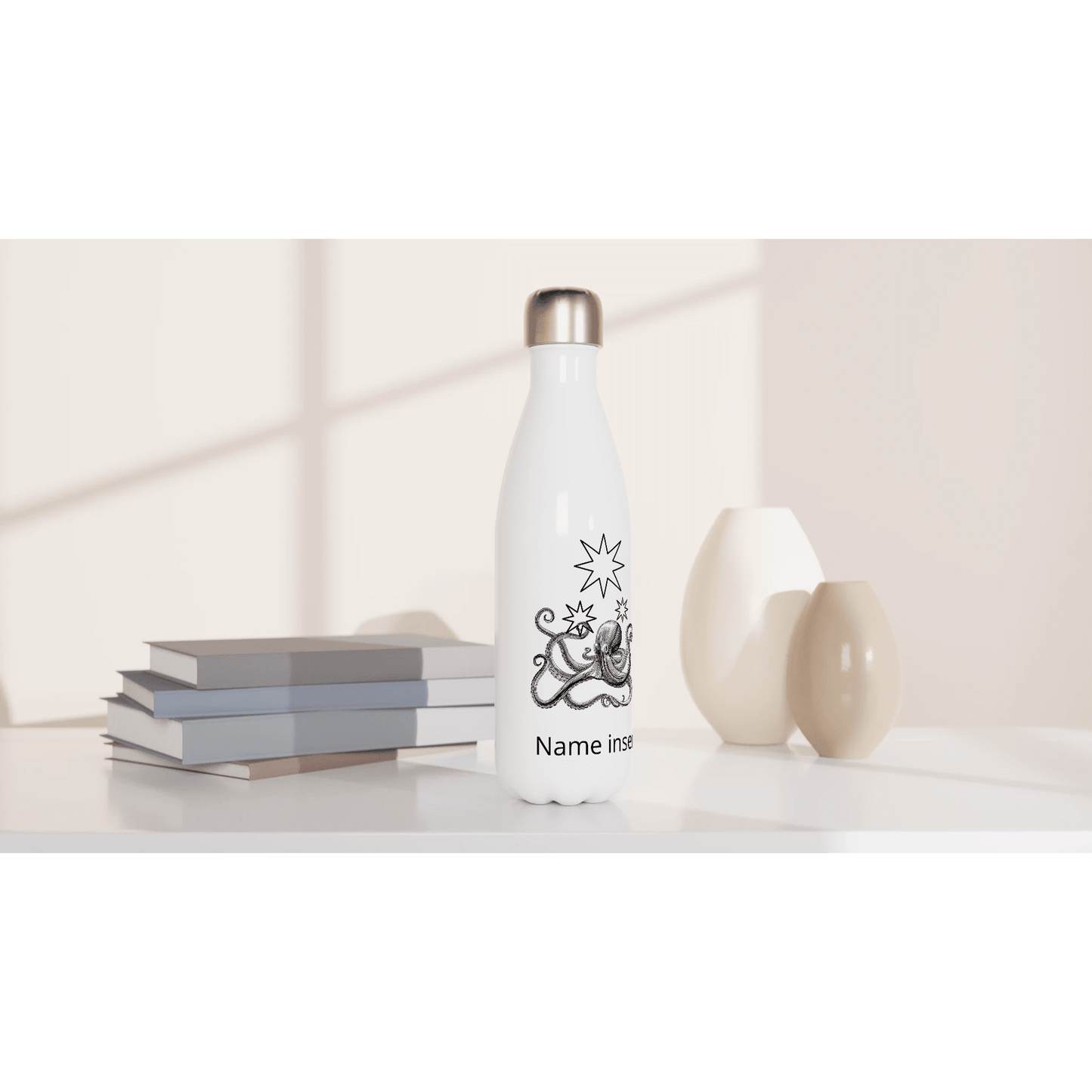 White 17oz Stainless Steel Water Bottle - Estrella & The Stars