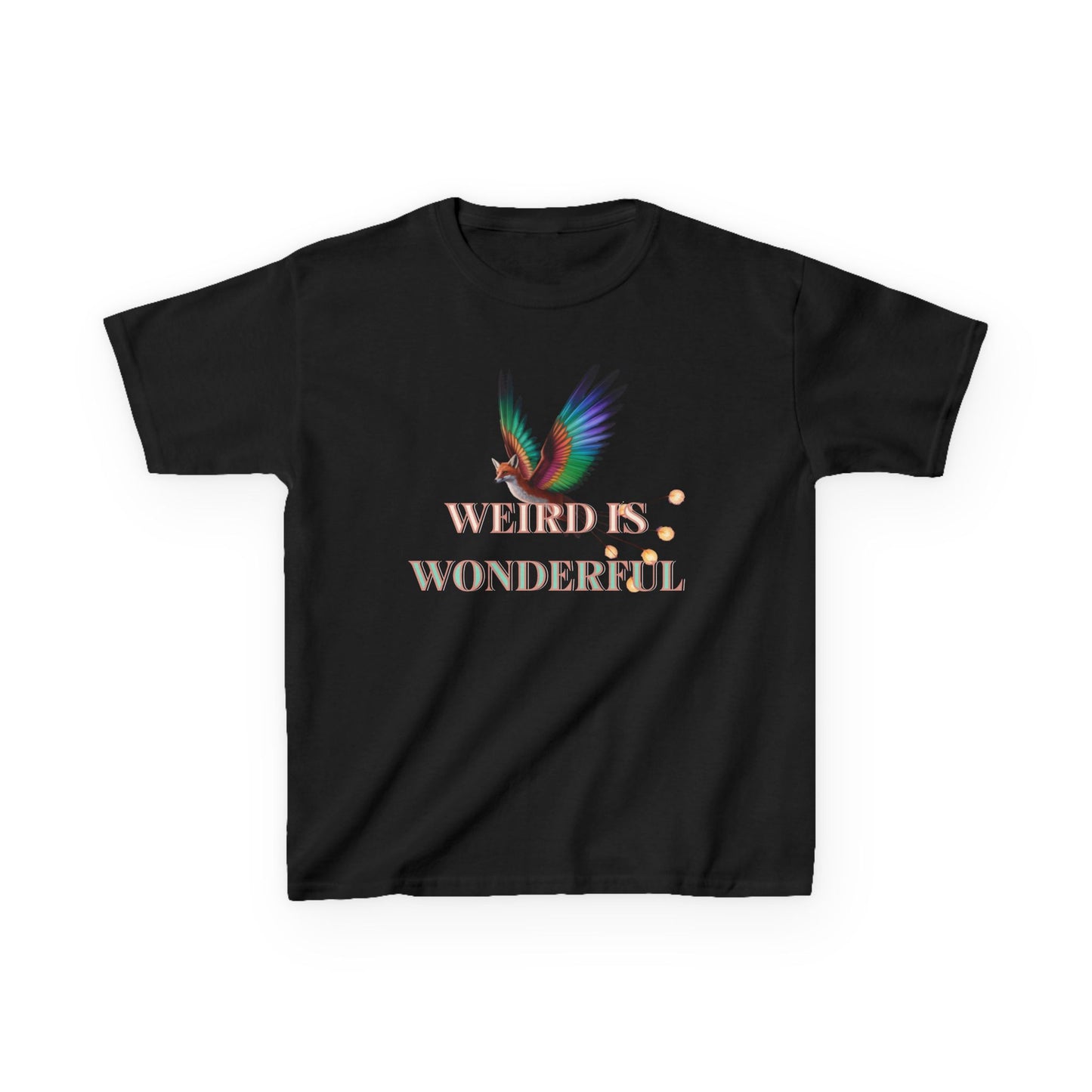 Kids Tee — "Weird Is Wonderful" Rainbow Bird Graphic - Estrella & The Stars