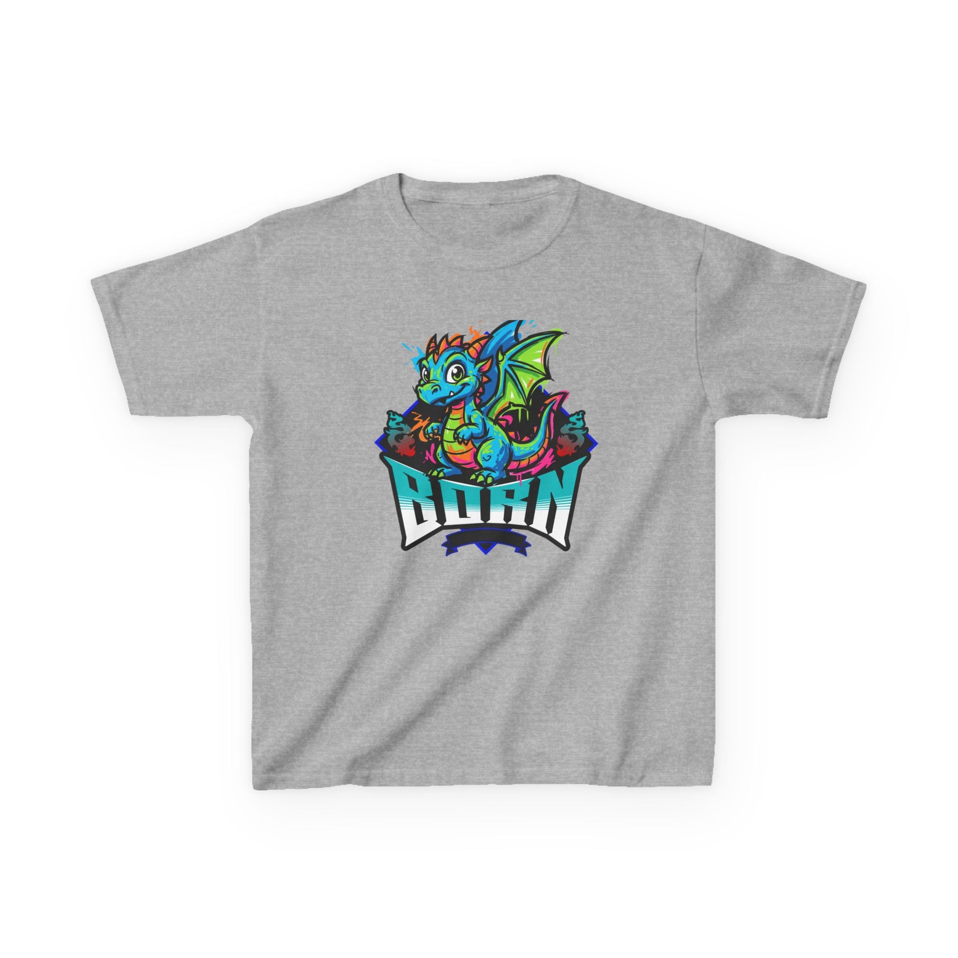 Dragonborn Kids T‑Shirt — Colorful Baby Dragon 'BORN' Graphic Tee for Kids - Estrella & The Stars