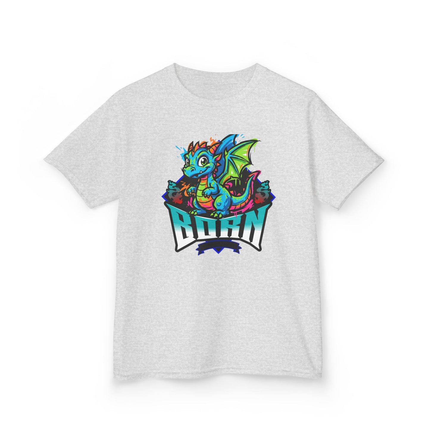 Dragonborn Kids T‑Shirt — Colorful Baby Dragon 'BORN' Graphic Tee for Kids - Estrella & The Stars
