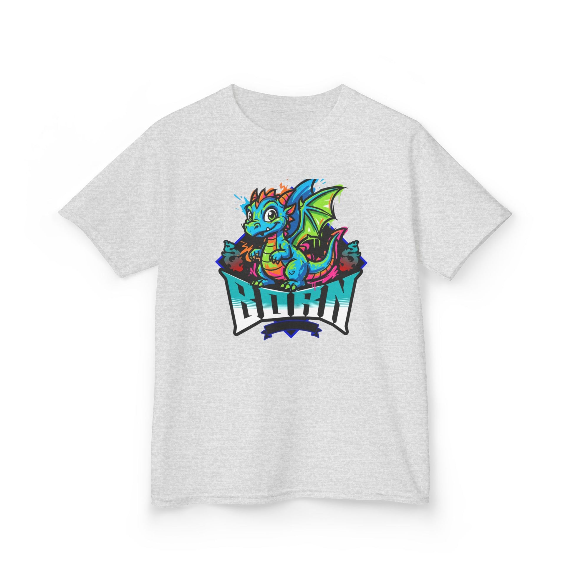 Dragonborn Kids T‑Shirt — Colorful Baby Dragon 'BORN' Graphic Tee for Kids - Estrella & The Stars
