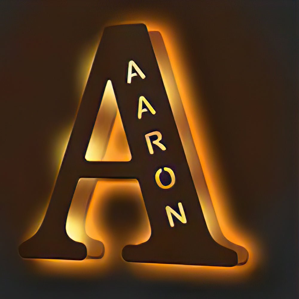 Personalised Wooden Letter Lamp Custom Name Alphabet Night Lights 19CM - Estrella & The Stars