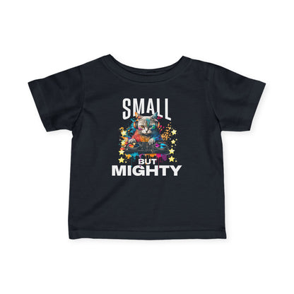 Infant Tee — "Small but Mighty" Colorful Puppy Graphic Baby Shirt - Estrella & The Stars