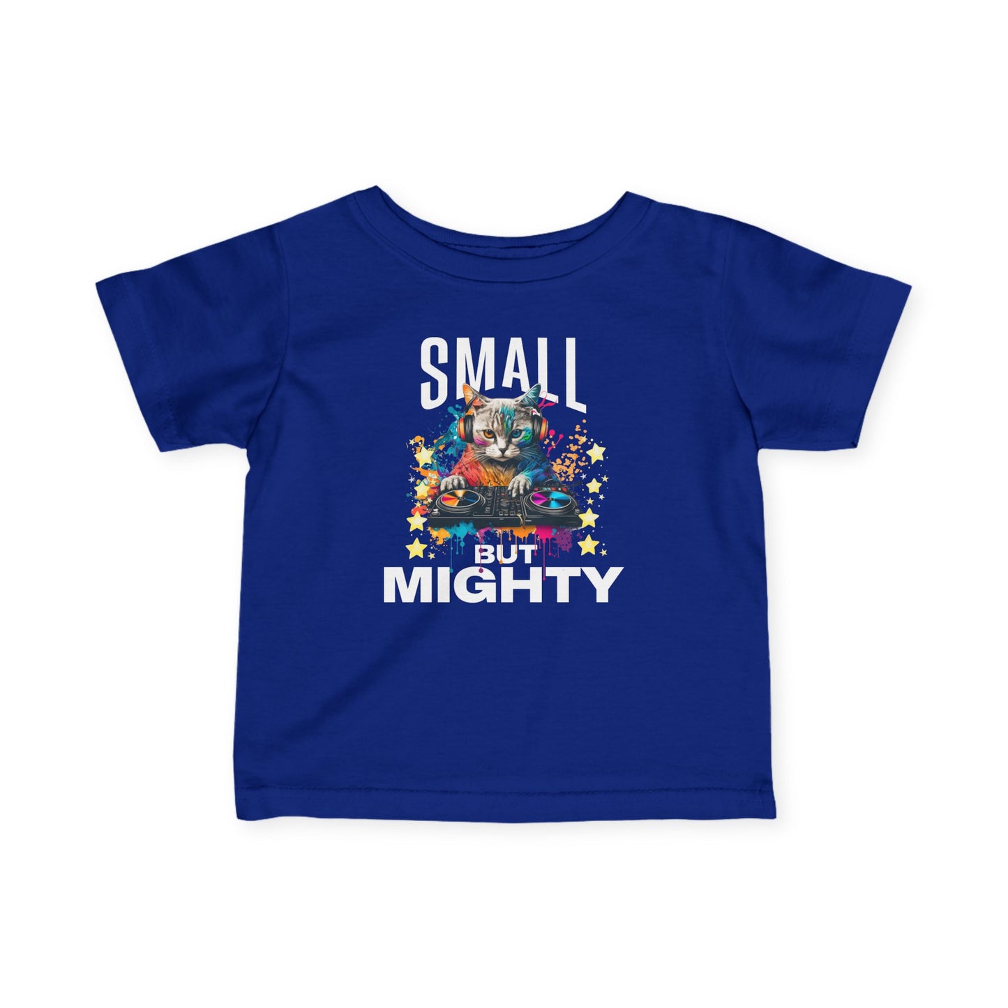 Infant Tee — "Small but Mighty" Colorful Puppy Graphic Baby Shirt - Estrella & The Stars