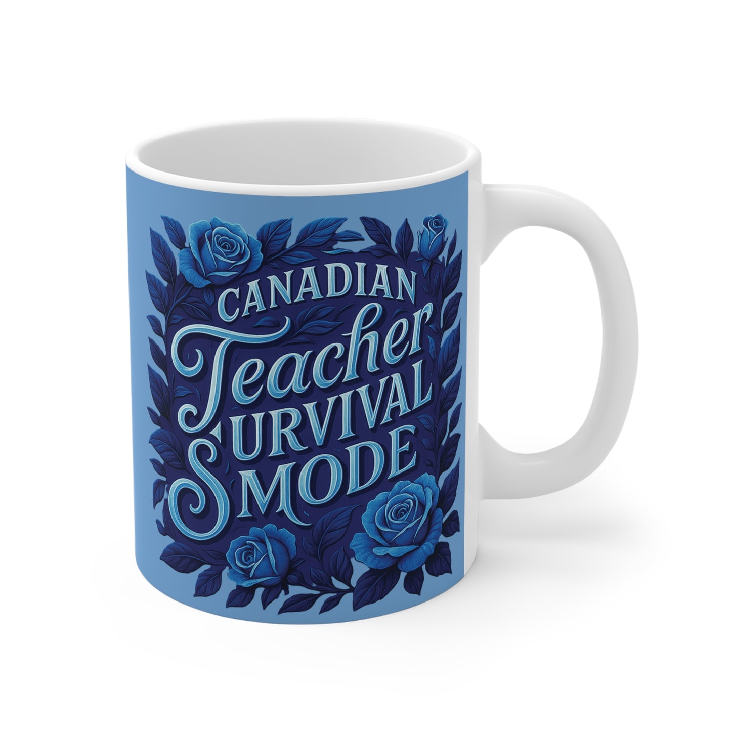 Teacher Gift - Thank You Floral Ceramic Mug — Blue Appreciation Coffee Cup (11oz/15oz/20oz) - Estrella & The Stars