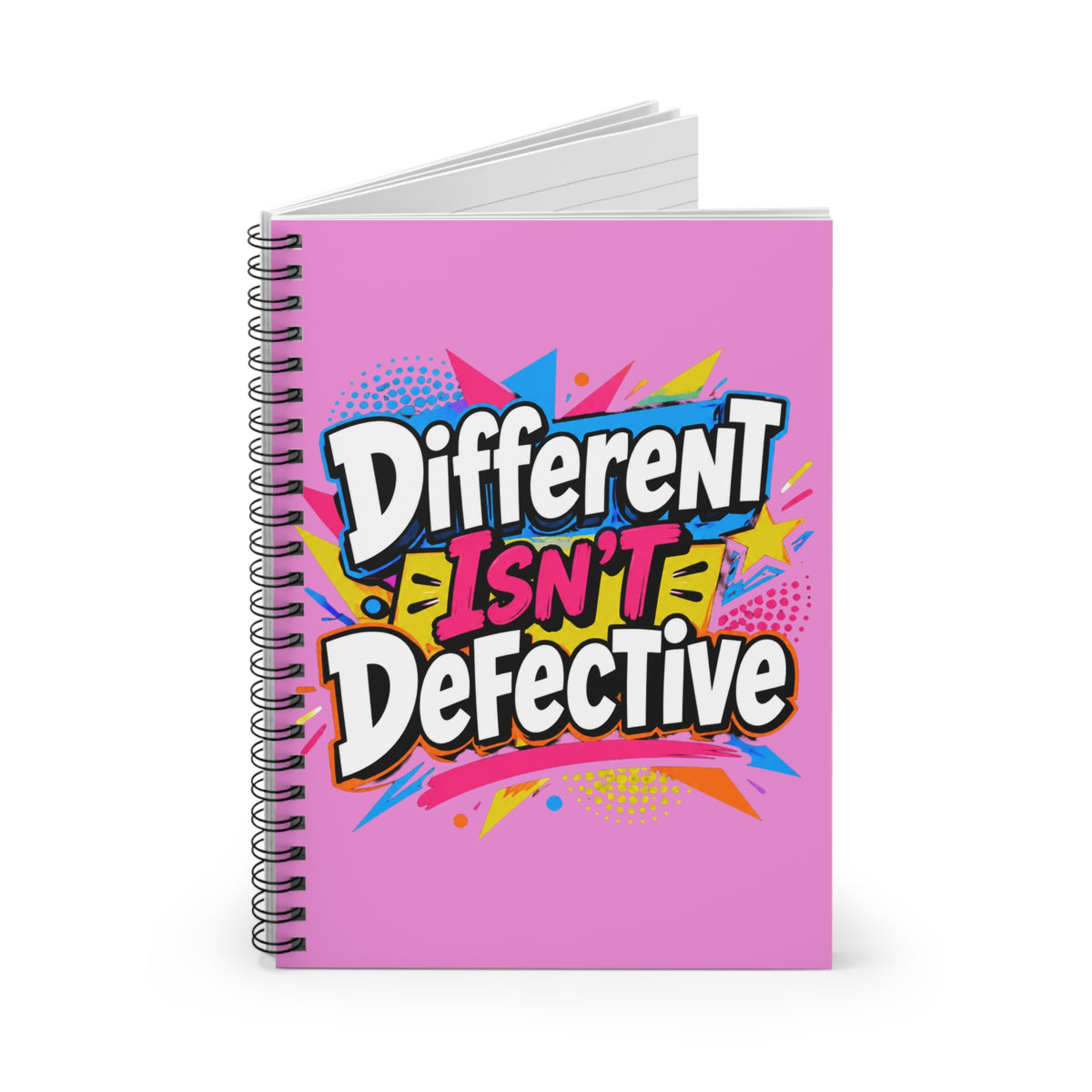 Different Isn't Defective Pink Spiral Notebook — Ruled Journal for Neurodiversity & Self‑Acceptance - Estrella & The Stars