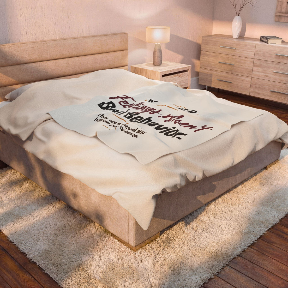 Velveteen Blanket — "Remember: Feelings Aren't Bad Behavior" Cozy Emotional Wellness Throw - Estrella & The Stars