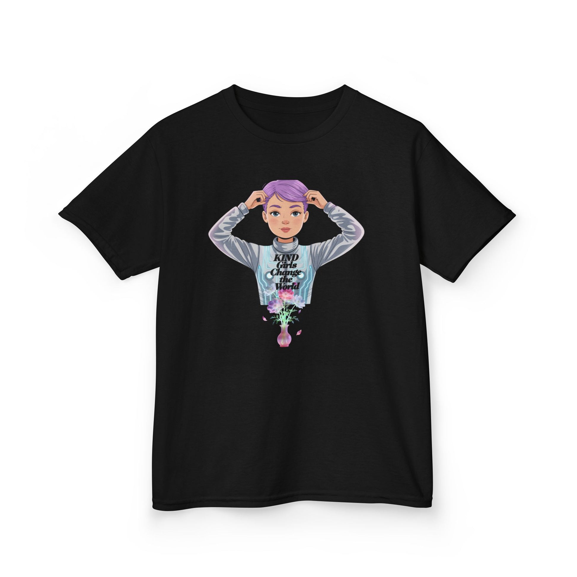 Kids Tee — 'Take The Night' Graphic Shirt with Purple - Haired Character - Estrella & The Stars