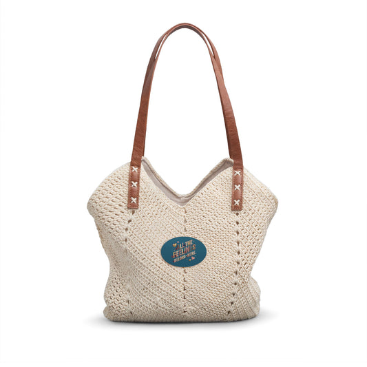 Woven Straw Shoulder Bag – Boho Beach Tote with Leather Handles - Estrella & The Stars