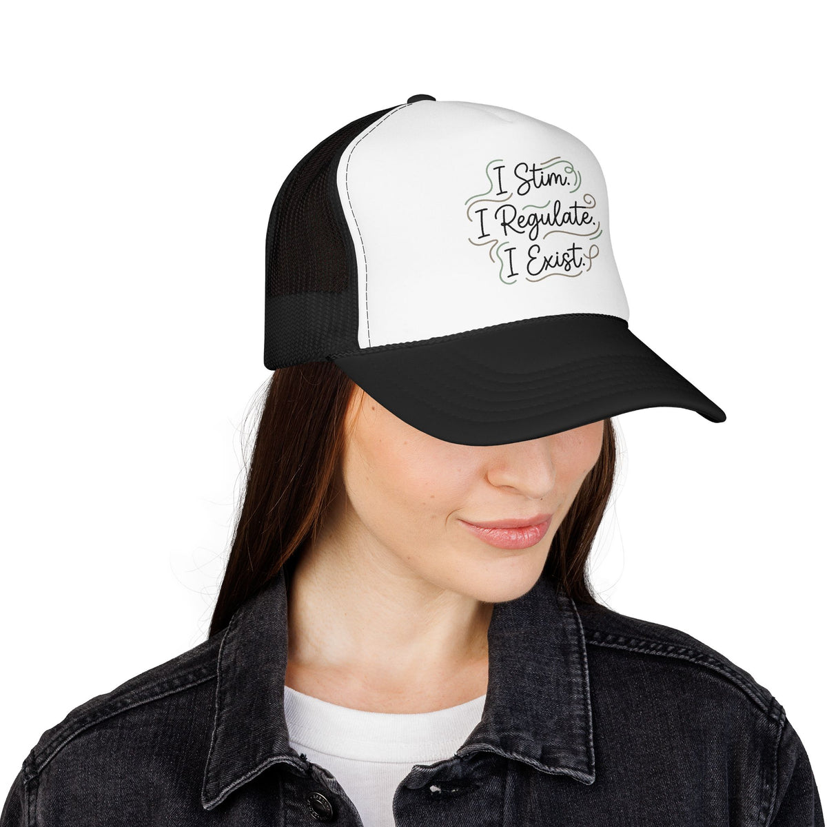 Abstract Ocean Wave Trucker Hat — Nautical Foam Mesh Cap - Estrella & The Stars