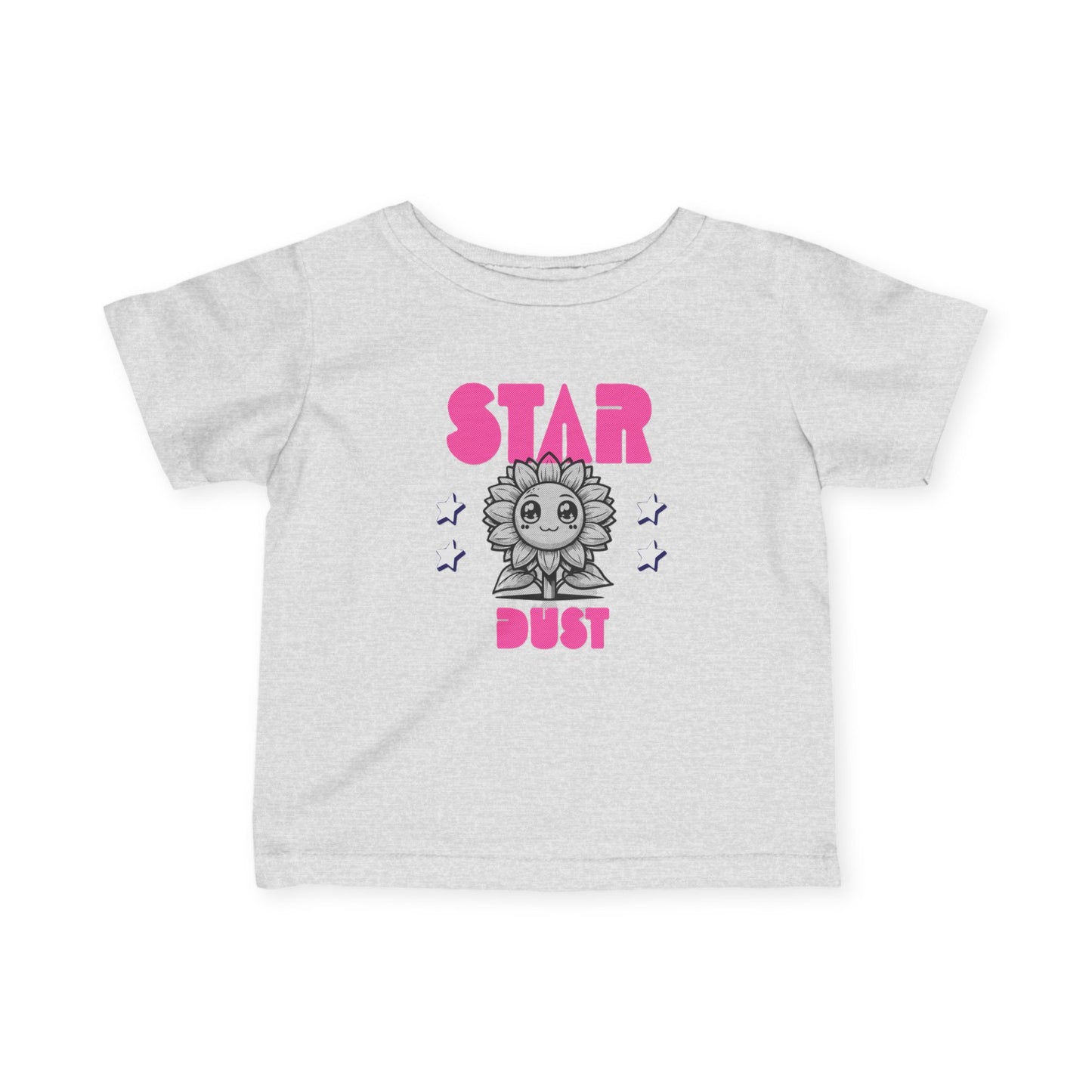 Infant Tee - 'Star Dust' Cute Sun Graphic Baby T-Shirt (Pink Retro Text) - Estrella & The Stars