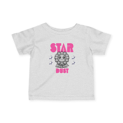 Infant Tee - 'Star Dust' Cute Sun Graphic Baby T-Shirt (Pink Retro Text) - Estrella & The Stars