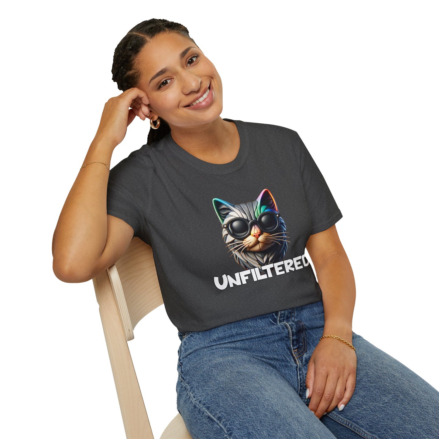 Unfiltered Cat T-Shirt — Retro Sunglasses Graphic Tee - Estrella & The Stars