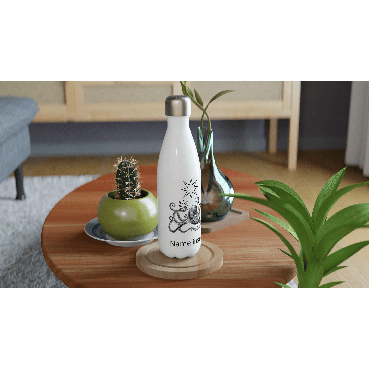 White 17oz Stainless Steel Water Bottle - Estrella & The Stars