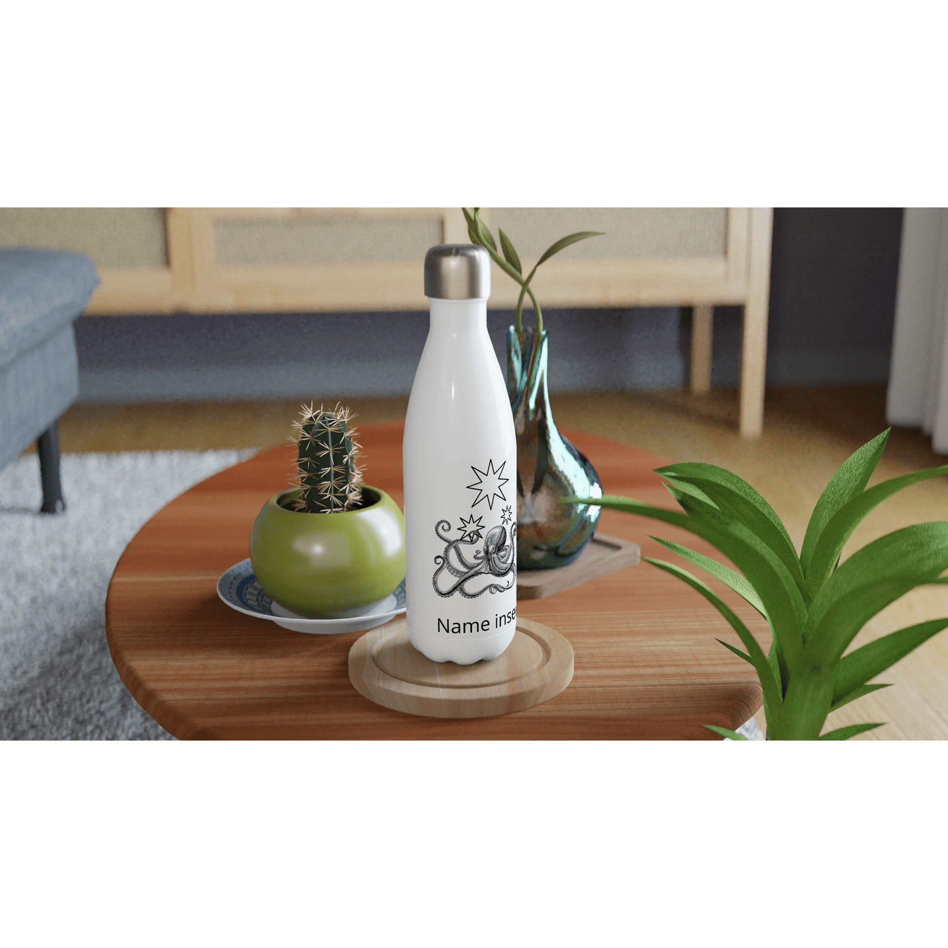 White 17oz Stainless Steel Water Bottle - Estrella & The Stars