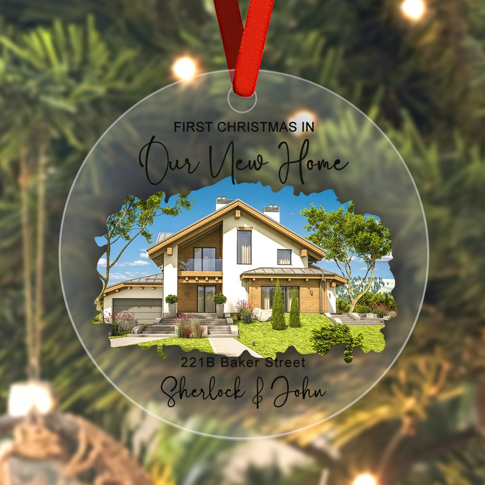 Personalized New Home Photo Hanging Ornament - Custom Watercolor Housewarming Gift - Estrella & The Stars