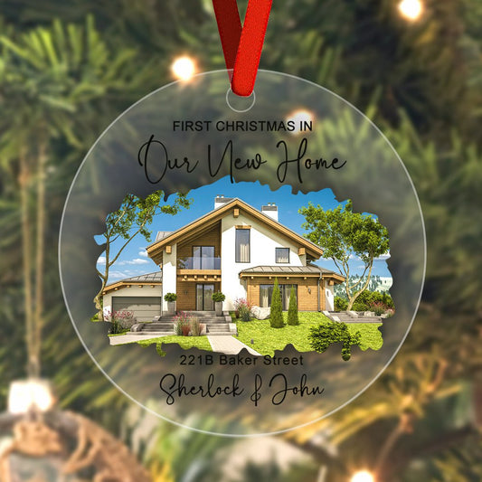 Personalized New Home Photo Hanging Ornament - Custom Watercolor Housewarming Gift - Estrella & The Stars