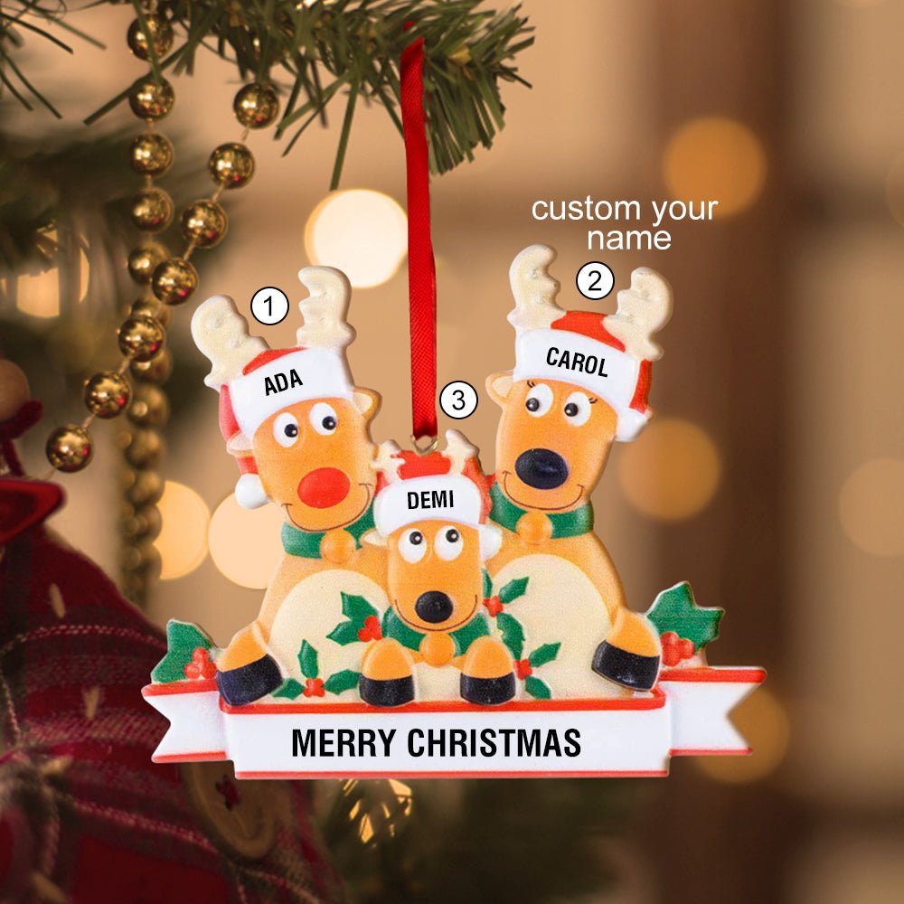 Custom Name Reindeer Family Xmas Ornament Personalized Christmas Decoration Gifts - Estrella & The Stars