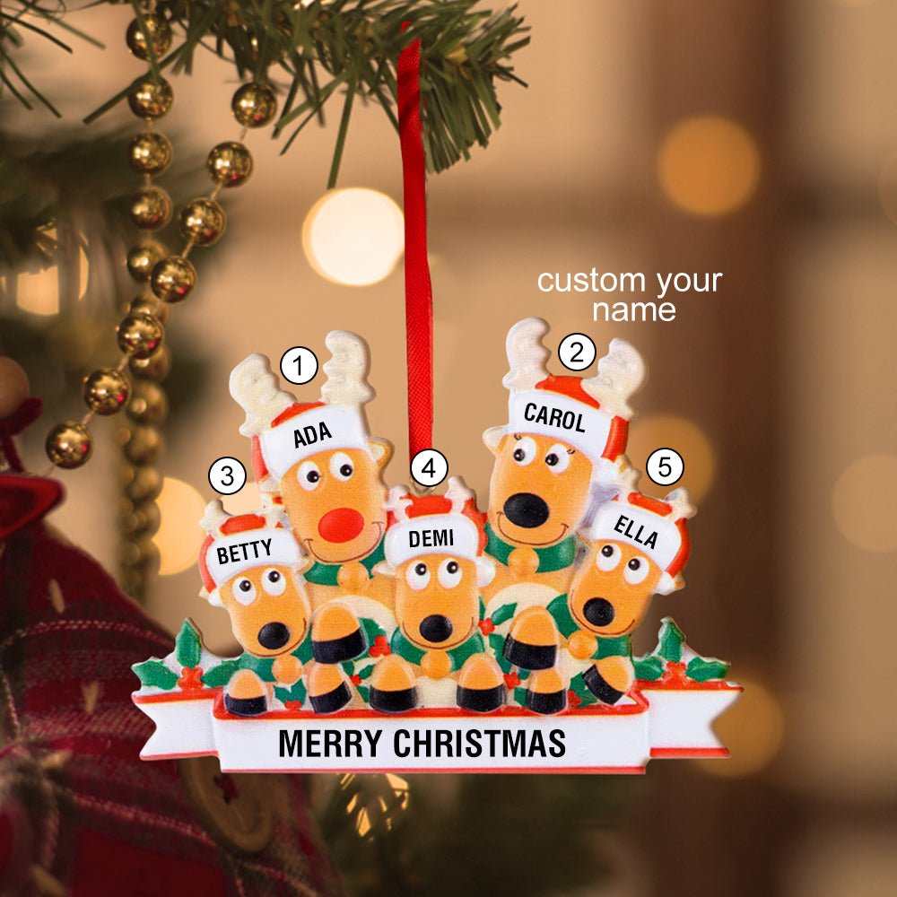 Custom Name Reindeer Family Xmas Ornament Personalized Christmas Decoration Gifts - Estrella & The Stars