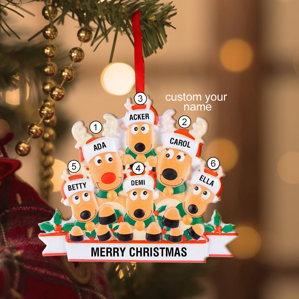 Custom Name Reindeer Family Xmas Ornament Personalized Christmas Decoration Gifts - Estrella & The Stars
