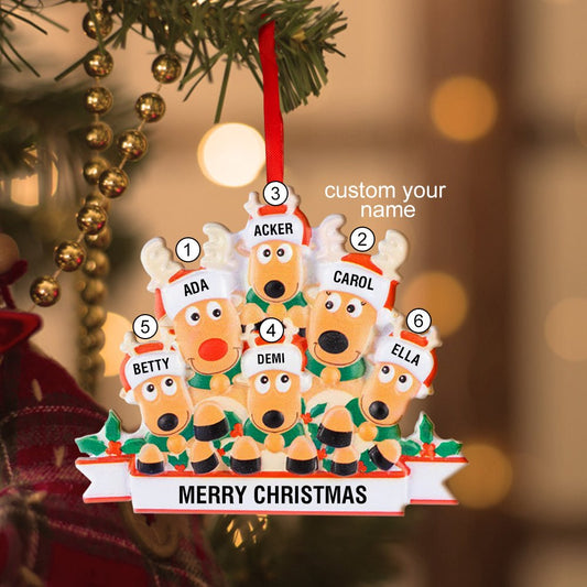 Custom Name Reindeer Family Xmas Ornament Personalized Christmas Decoration Gifts - Estrella & The Stars