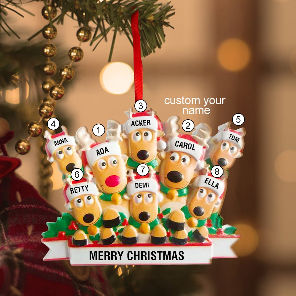 Custom Name Reindeer Family Xmas Ornament Personalized Christmas Decoration Gifts - Estrella & The Stars