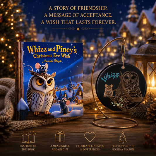 Whizz & Piney Owl and Mouse Decorative Ornament — Cute Woodland Animal Holiday Decoration - Estrella & The Stars
