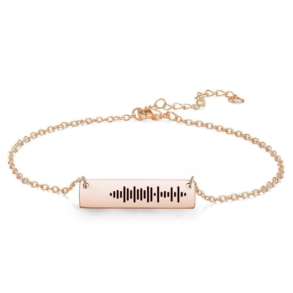 Personalized QR Code Bar Anklet with Custom Music Engraving - Estrella & The Stars