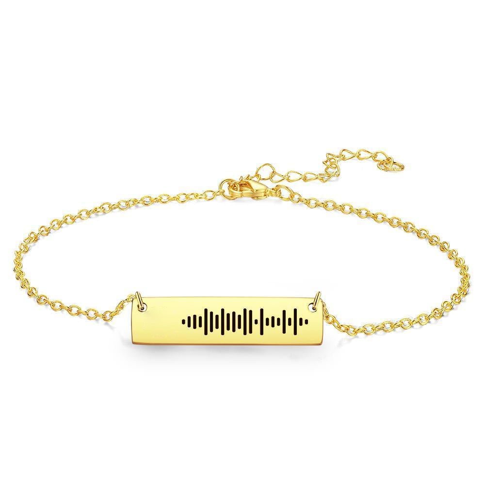 Personalized QR Code Bar Anklet with Custom Music Engraving - Estrella & The Stars