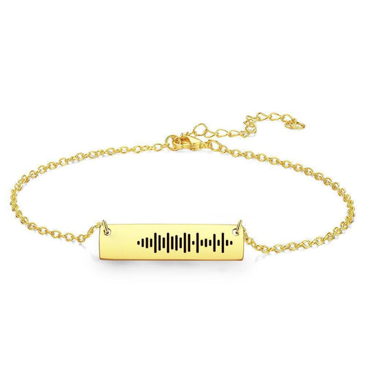Personalized QR Code Bar Anklet with Custom Music Engraving - Estrella & The Stars