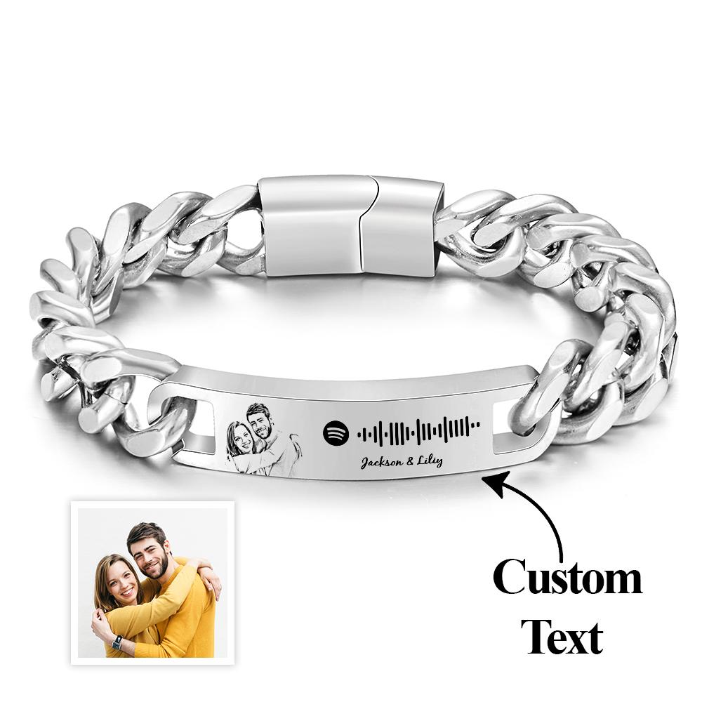 Personalized Spotify Code Bracelet with Your Photo Perfect Anniversary Gift for Him - Estrella & The Stars