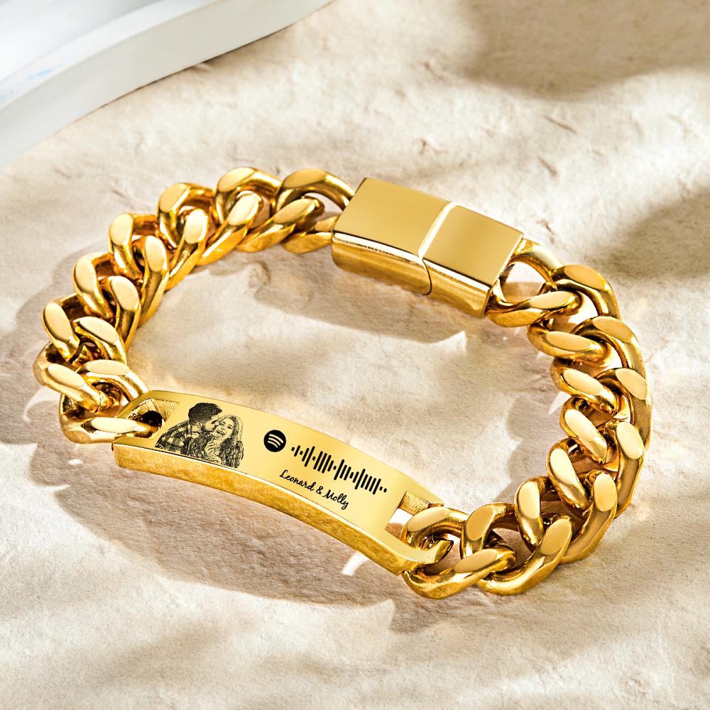 Personalized Spotify Code Bracelet with Your Photo Perfect Anniversary Gift for Him - Estrella & The Stars