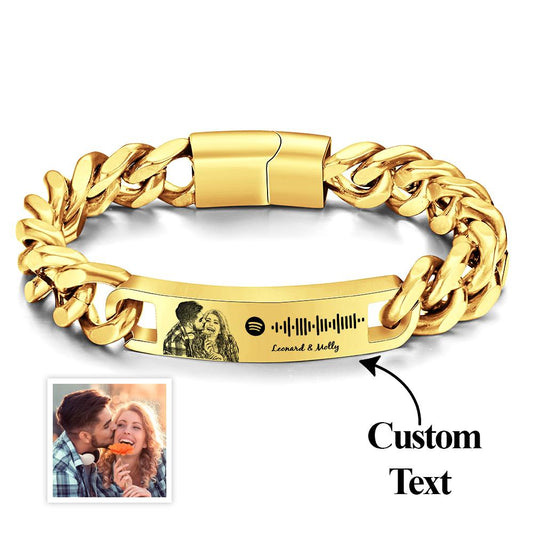 Personalized Spotify Code Bracelet with Your Photo Perfect Anniversary Gift for Him - Estrella & The Stars