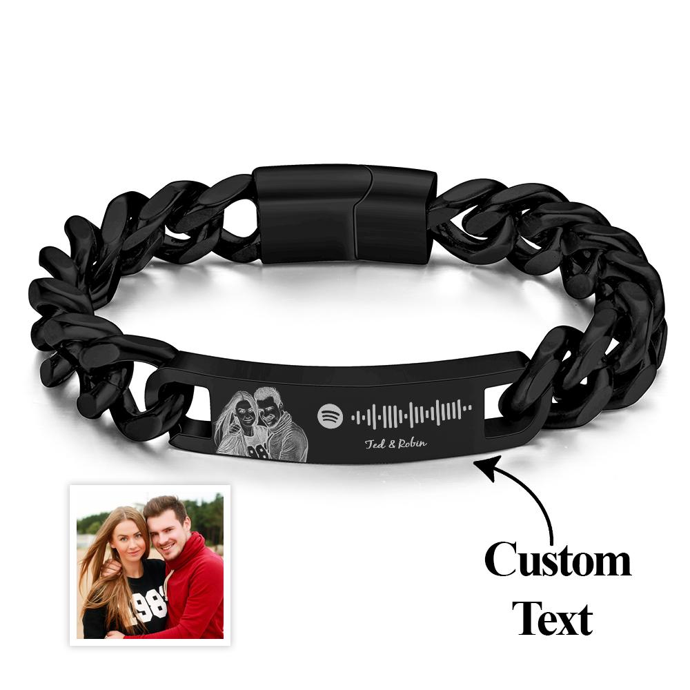 Personalized Spotify Code Bracelet with Your Photo Perfect Anniversary Gift for Him - Estrella & The Stars