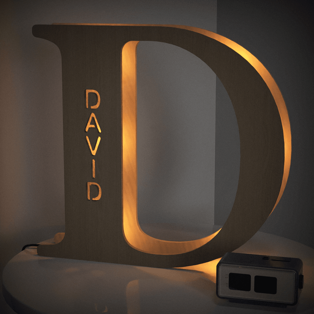 Personalised Wooden Letter Lamp Custom Name Alphabet Night Lights 19CM - Estrella & The Stars