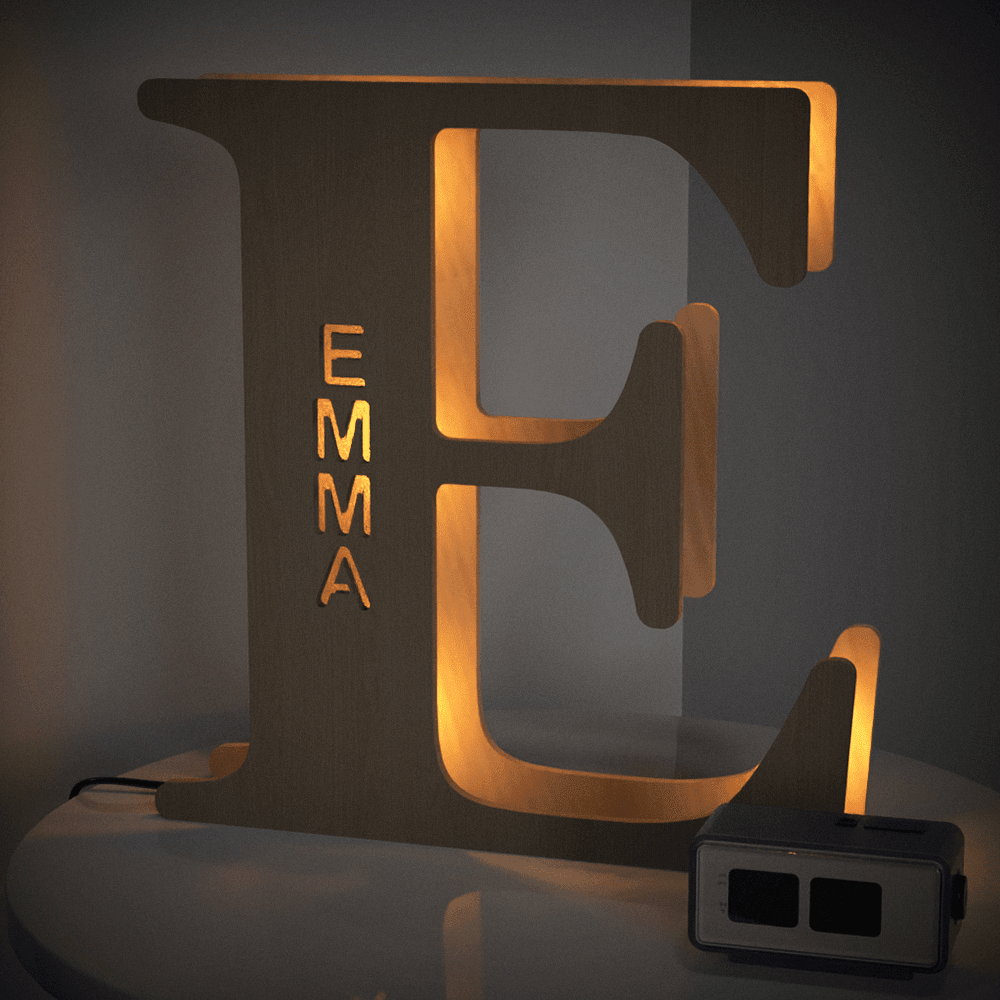 Personalised Wooden Letter Lamp Custom Name Alphabet Night Lights 19CM - Estrella & The Stars