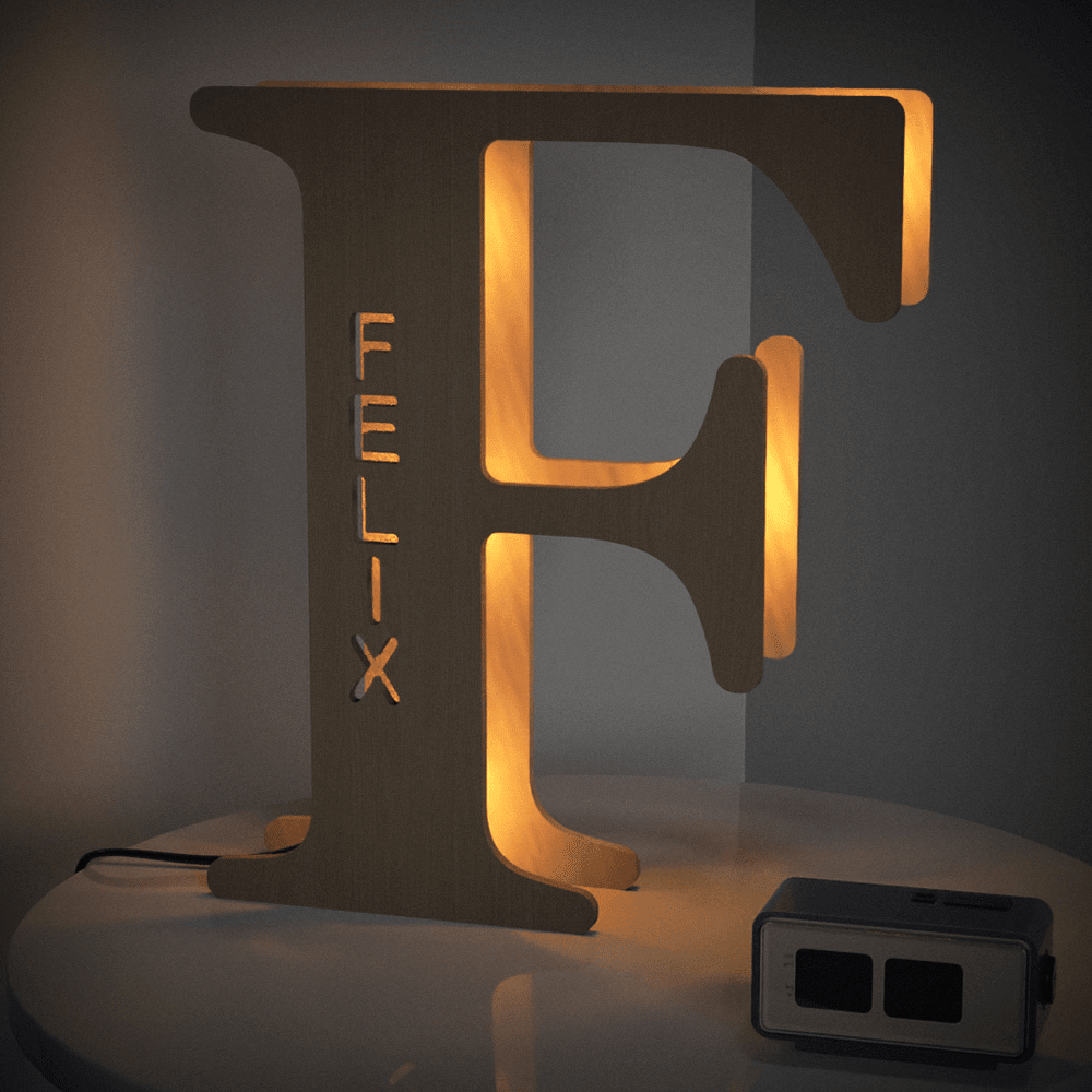 Personalised Wooden Letter Lamp Custom Name Alphabet Night Lights 19CM - Estrella & The Stars