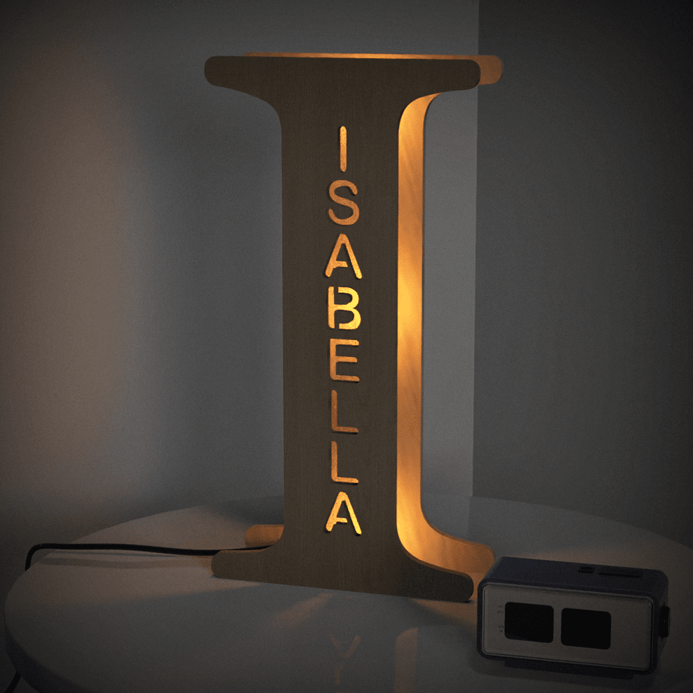 Personalised Wooden Letter Lamp Custom Name Alphabet Night Lights 19CM - Estrella & The Stars