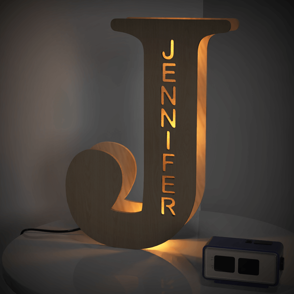 Personalised Wooden Letter Lamp Custom Name Alphabet Night Lights 19CM - Estrella & The Stars