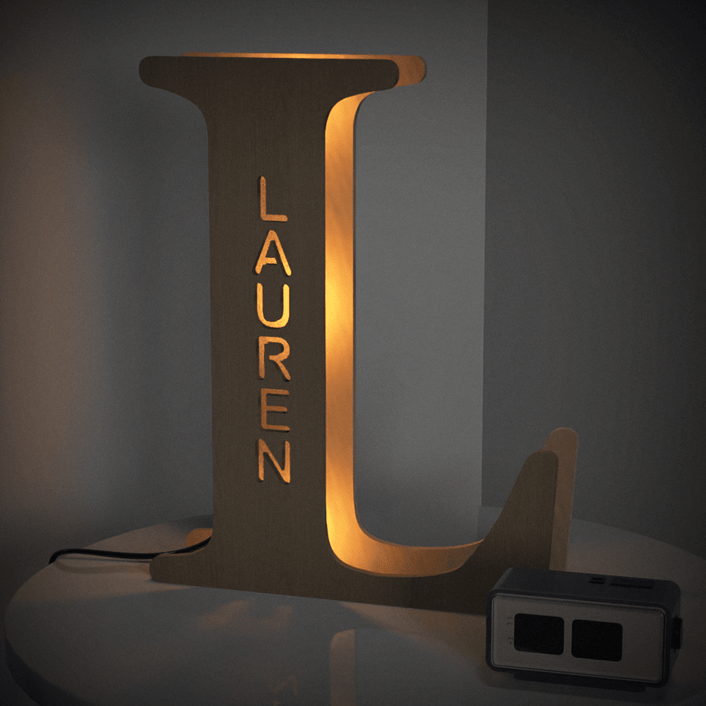 Personalised Wooden Letter Lamp Custom Name Alphabet Night Lights 19CM - Estrella & The Stars