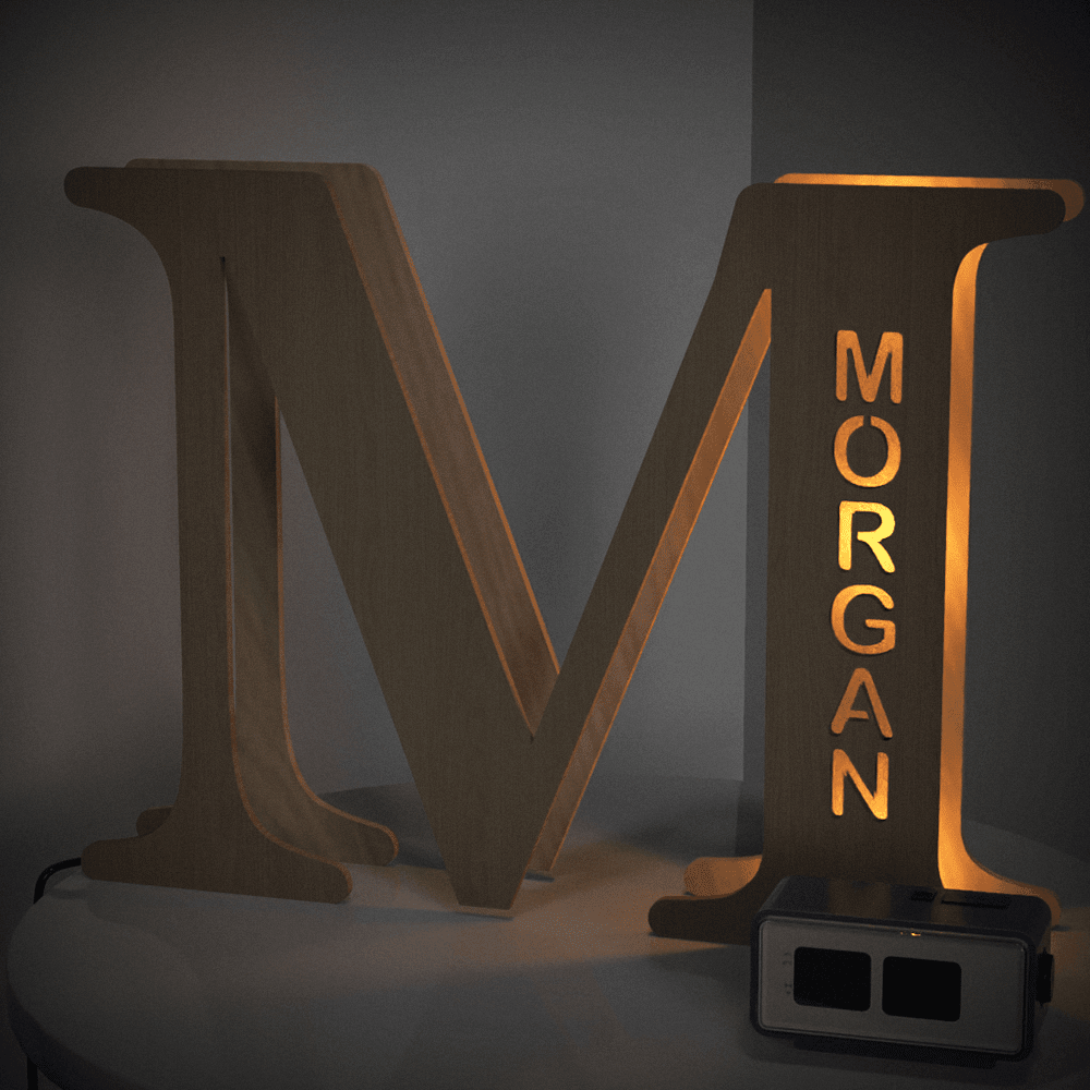 Personalised Wooden Letter Lamp Custom Name Alphabet Night Lights 19CM - Estrella & The Stars