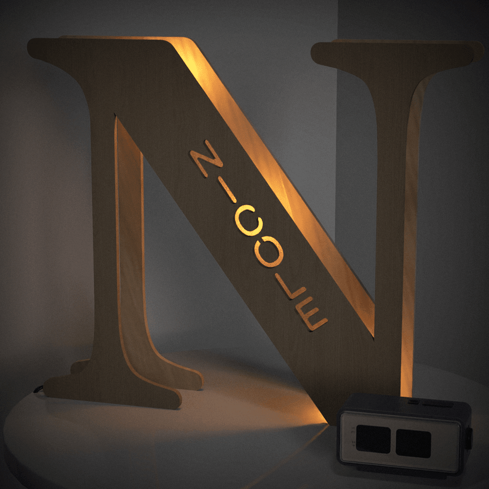 Personalised Wooden Letter Lamp Custom Name Alphabet Night Lights 19CM - Estrella & The Stars