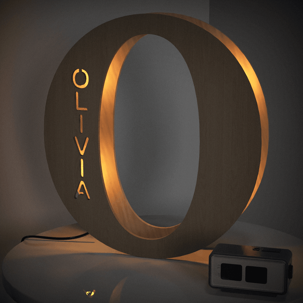 Personalised Wooden Letter Lamp Custom Name Alphabet Night Lights 19CM - Estrella & The Stars