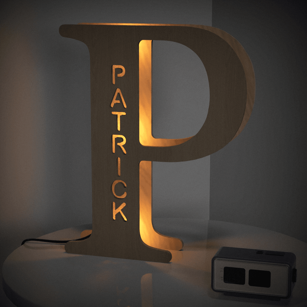 Personalised Wooden Letter Lamp Custom Name Alphabet Night Lights 19CM - Estrella & The Stars