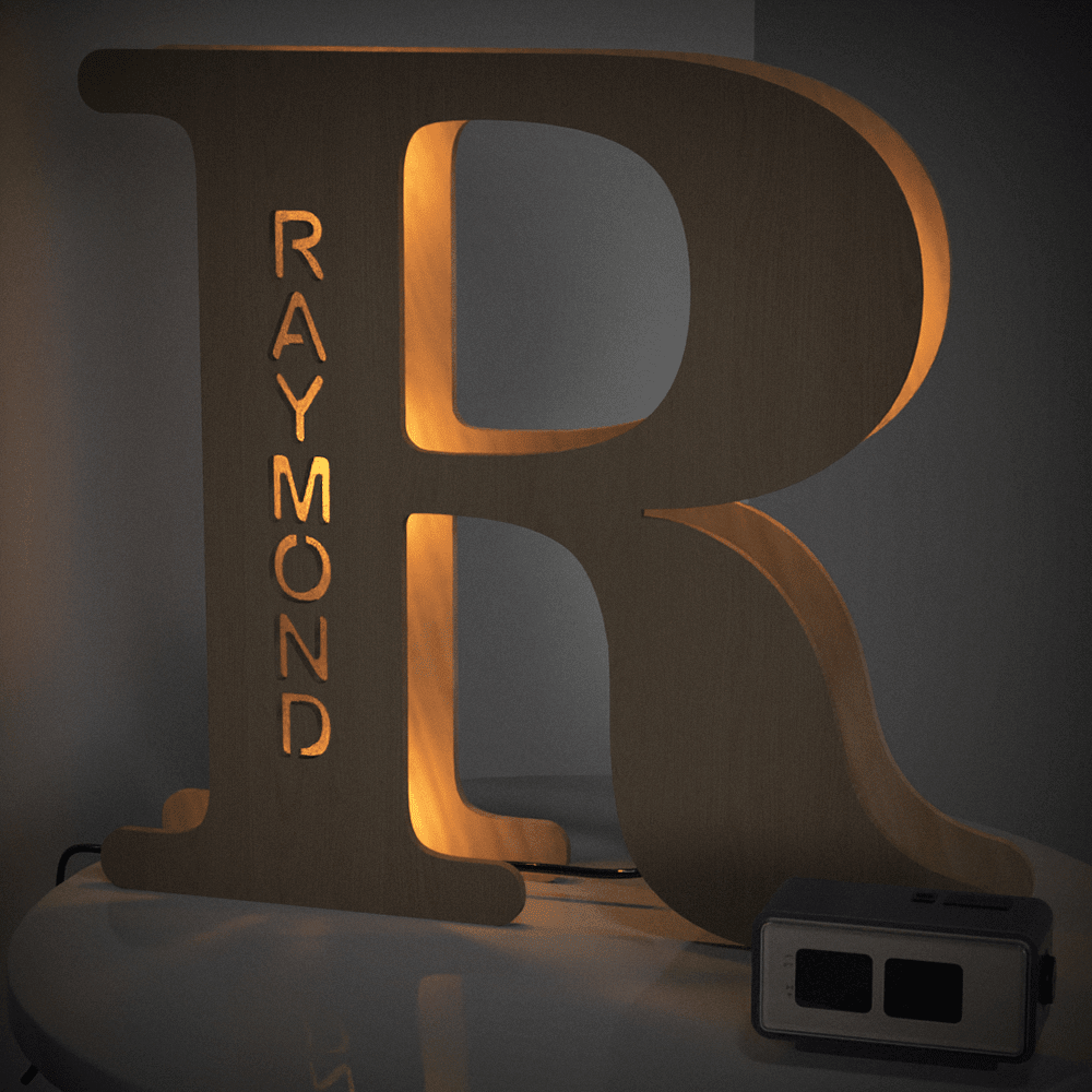 Personalised Wooden Letter Lamp Custom Name Alphabet Night Lights 19CM - Estrella & The Stars