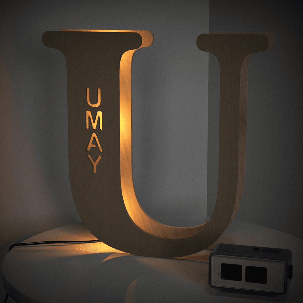 Personalised Wooden Letter Lamp Custom Name Alphabet Night Lights 19CM - Estrella & The Stars