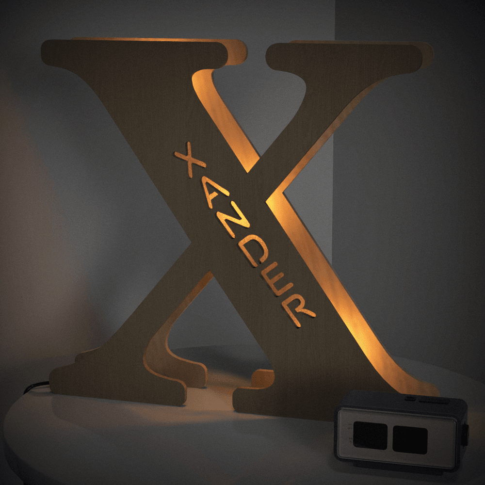 Personalised Wooden Letter Lamp Custom Name Alphabet Night Lights 19CM - Estrella & The Stars