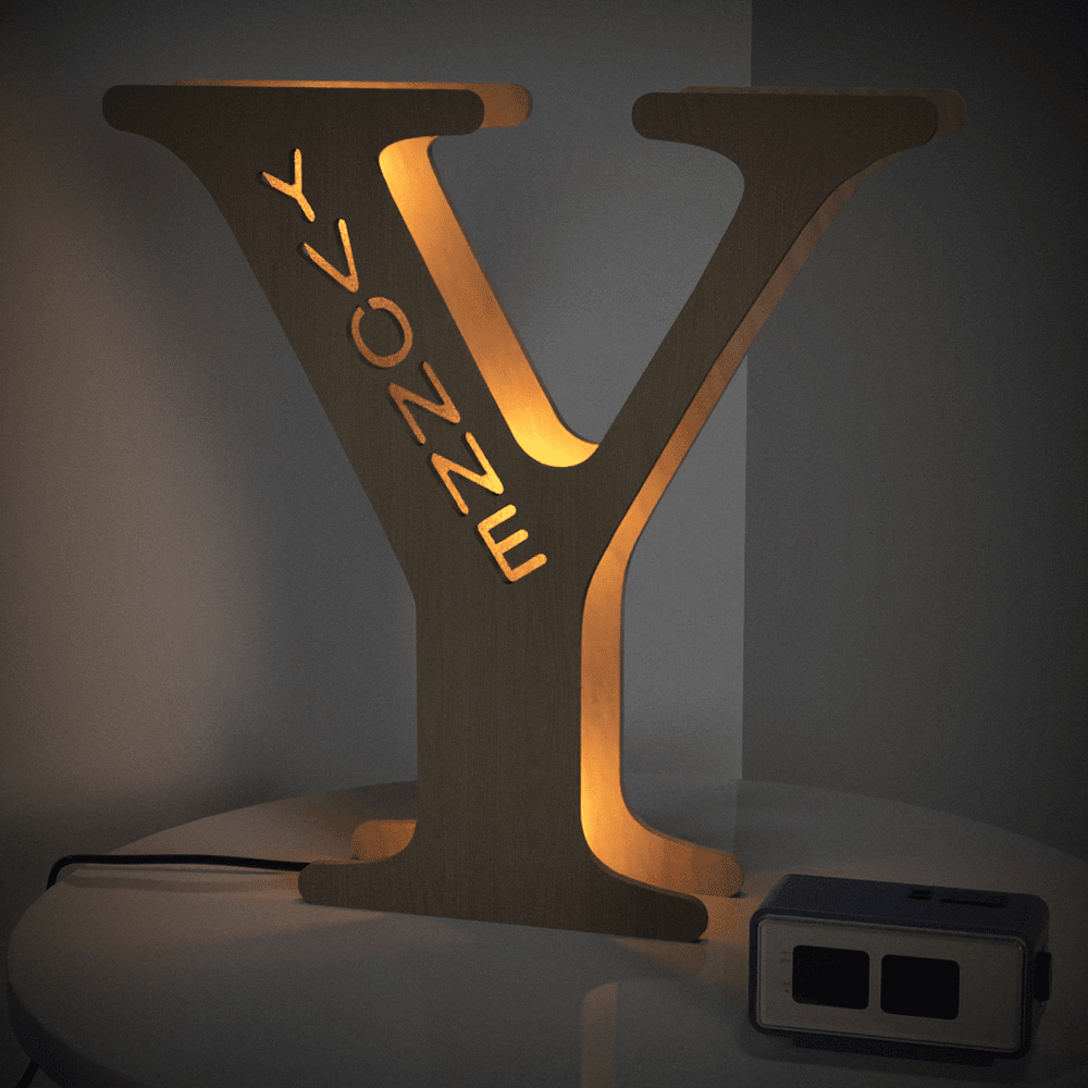 Personalised Wooden Letter Lamp Custom Name Alphabet Night Lights 19CM - Estrella & The Stars