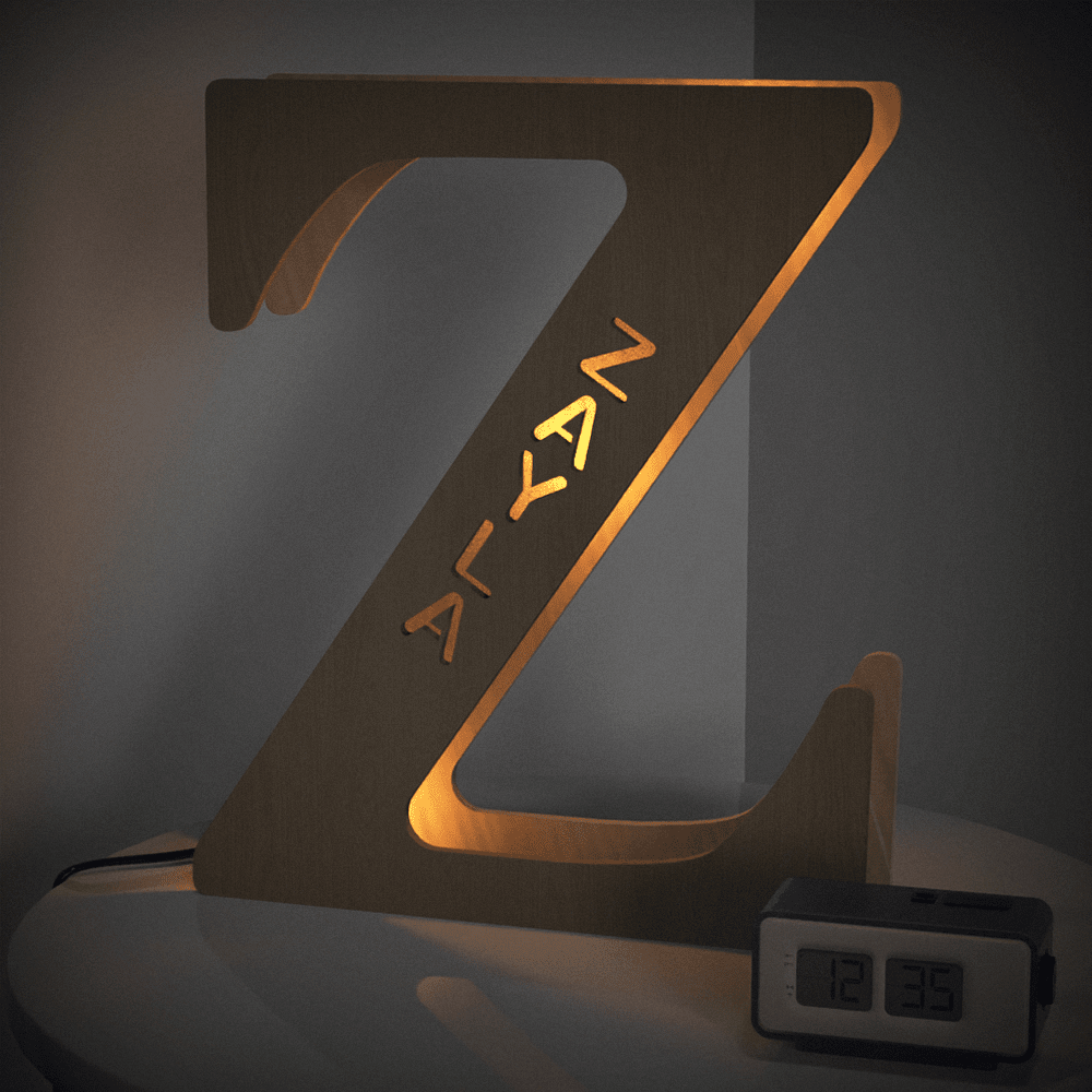 Personalised Wooden Letter Lamp Custom Name Alphabet Night Lights 19CM - Estrella & The Stars